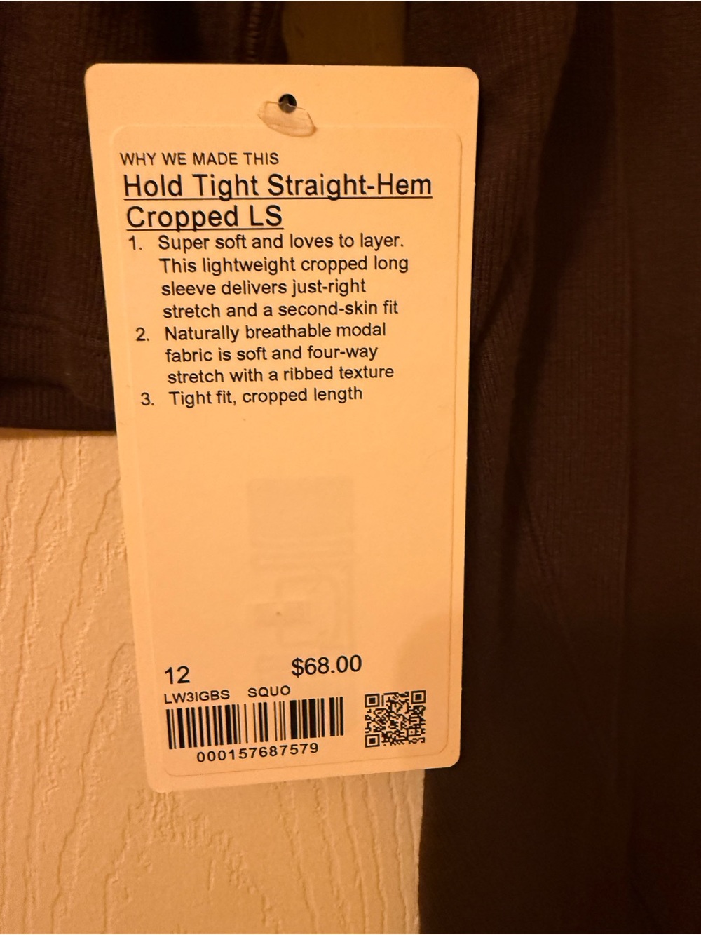 lululemon athletica Hold Tight Straight-Hem Cropped LS in brown